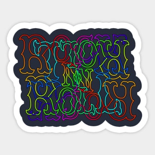 Rainbow RocK n RolL Anagram with Black Outline Sticker